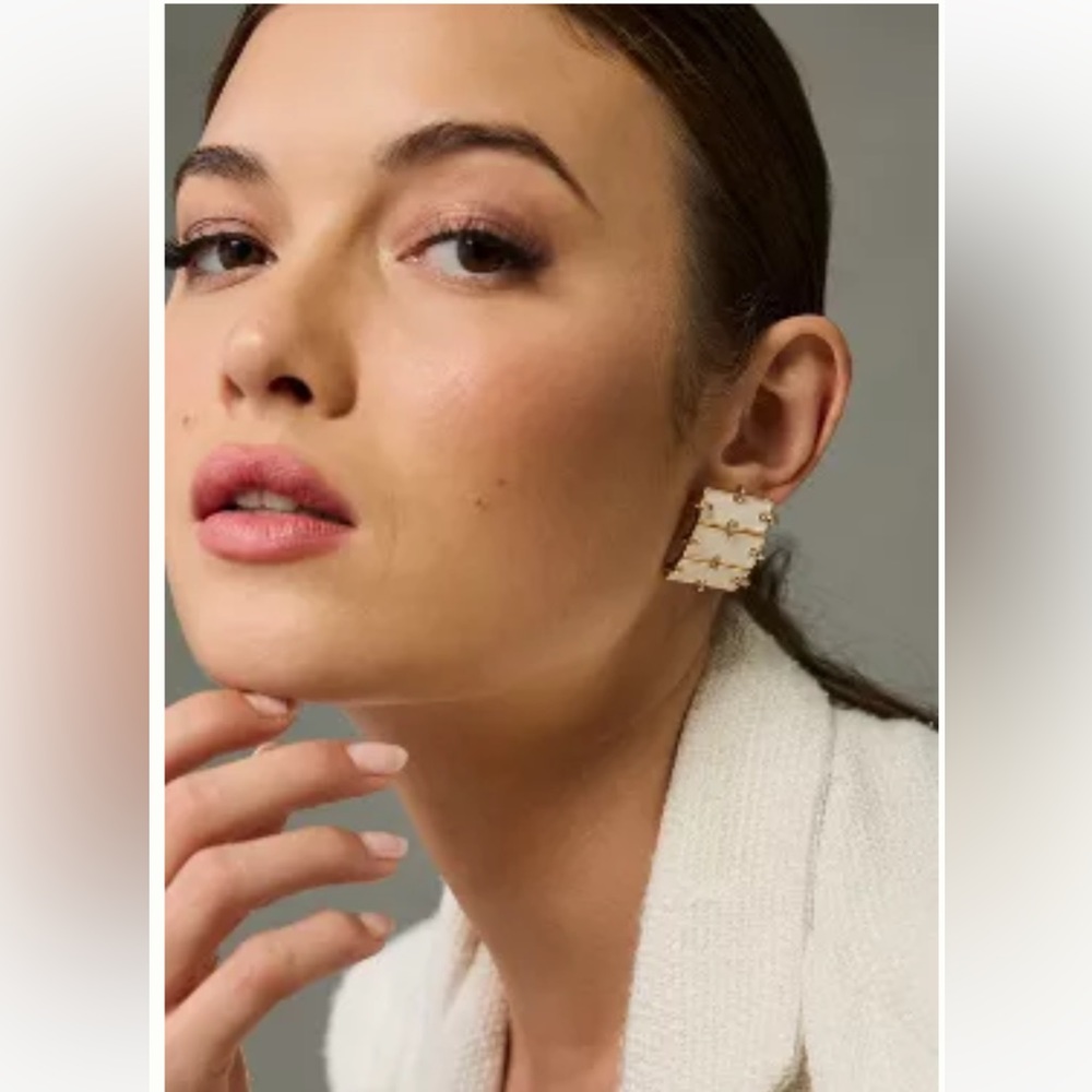 Anthropologie Enamel Rectangle Link Earrings - Picture 3 of 3